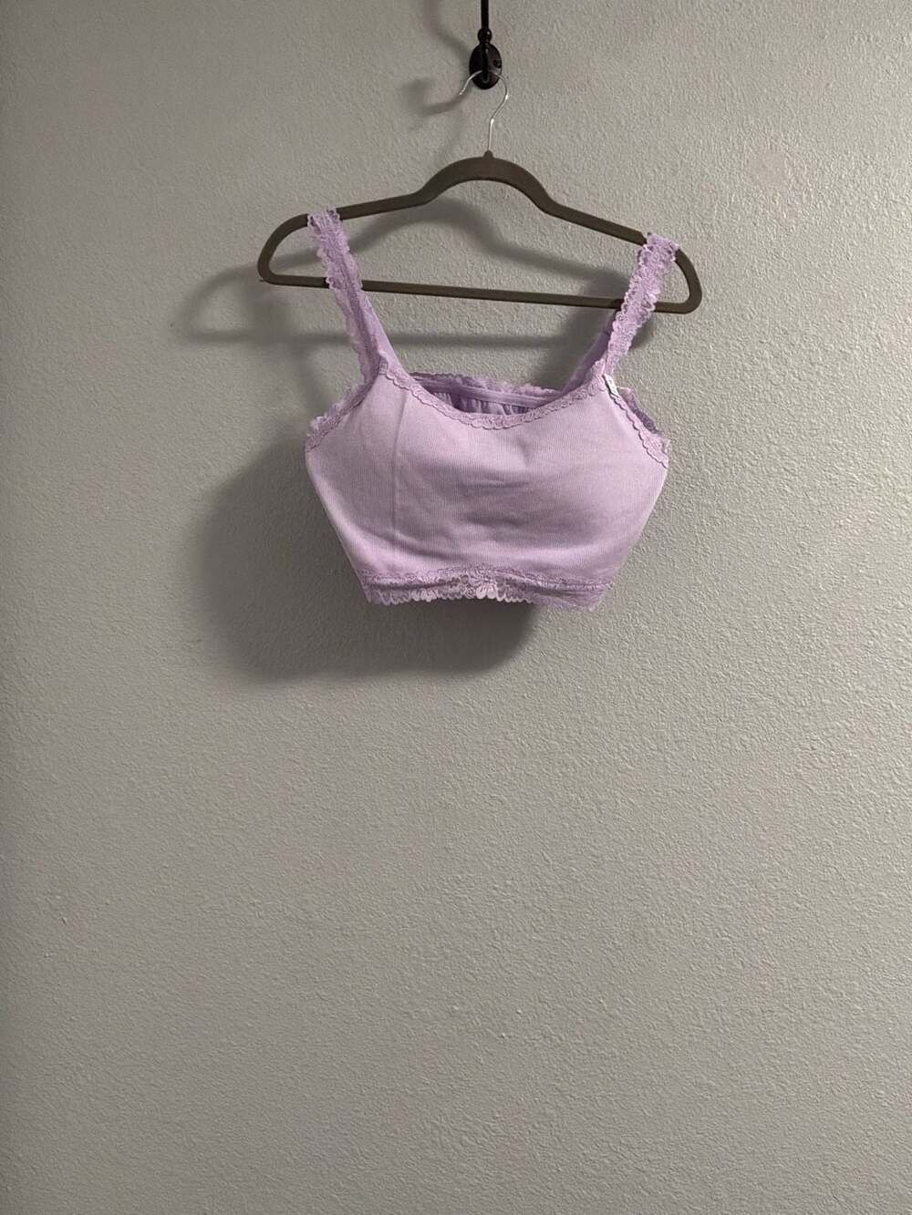 PINK Victoria's Secret Bralette Size XXL Lightly Lined Purple Lace